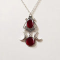 Triple Moon Wiccan Witchcraft Pendant Necklace for Women red