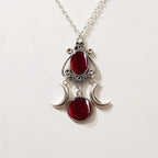 Triple Moon Wiccan Witchcraft Pendant Necklace for Women red
