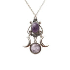 Triple Moon Wiccan Witchcraft Pendant Necklace for Women purple