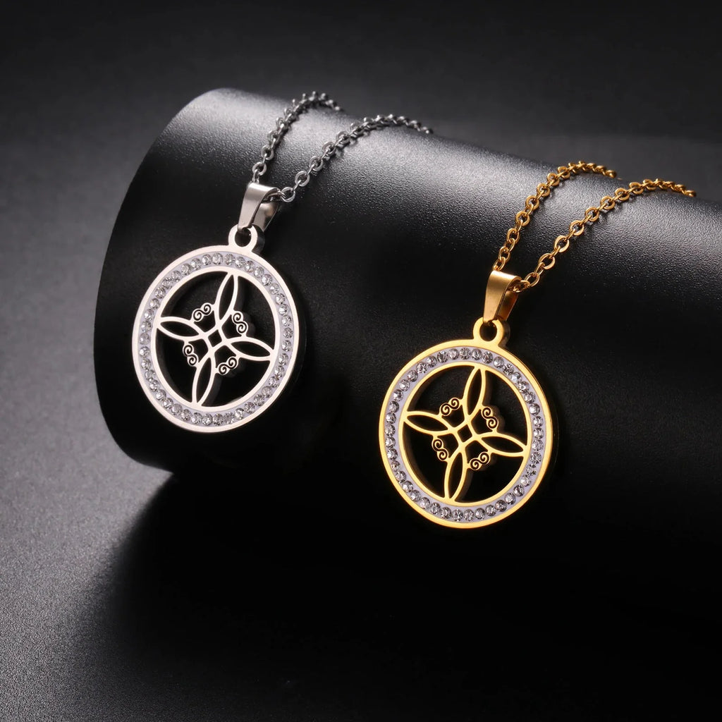 Wiccan Pendant Necklace Witch's Knot Protection Amulet silver