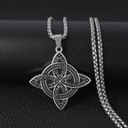 Wiccan Protective Witch's Knot Pendant Necklace Silver