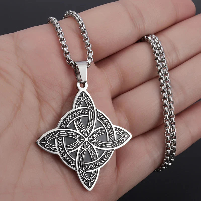 Wiccan Protective Witch's Knot Pendant Necklace Silver