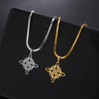 Wiccan Witch's Knot Pendant Necklace Women’s Protection Amulet Gold