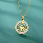 Zen Women's Lotus Flower Pendant Necklace gold