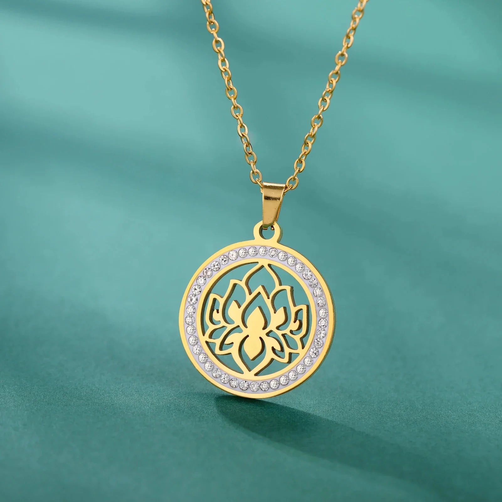 Zen Women's Lotus Flower Pendant Necklace gold