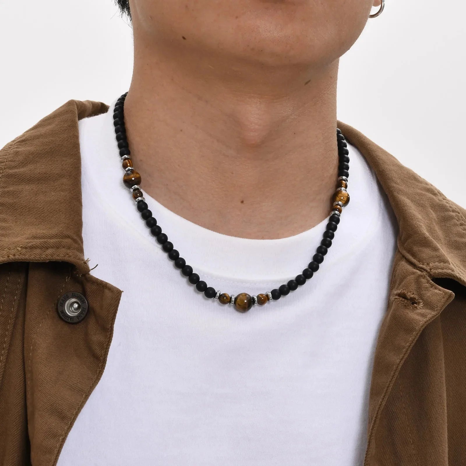 Tiger's Eye Stone Necklace for Men