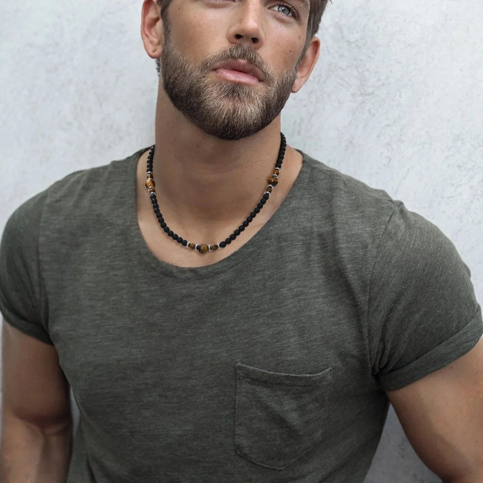 Tiger's Eye Stone Necklace for Men