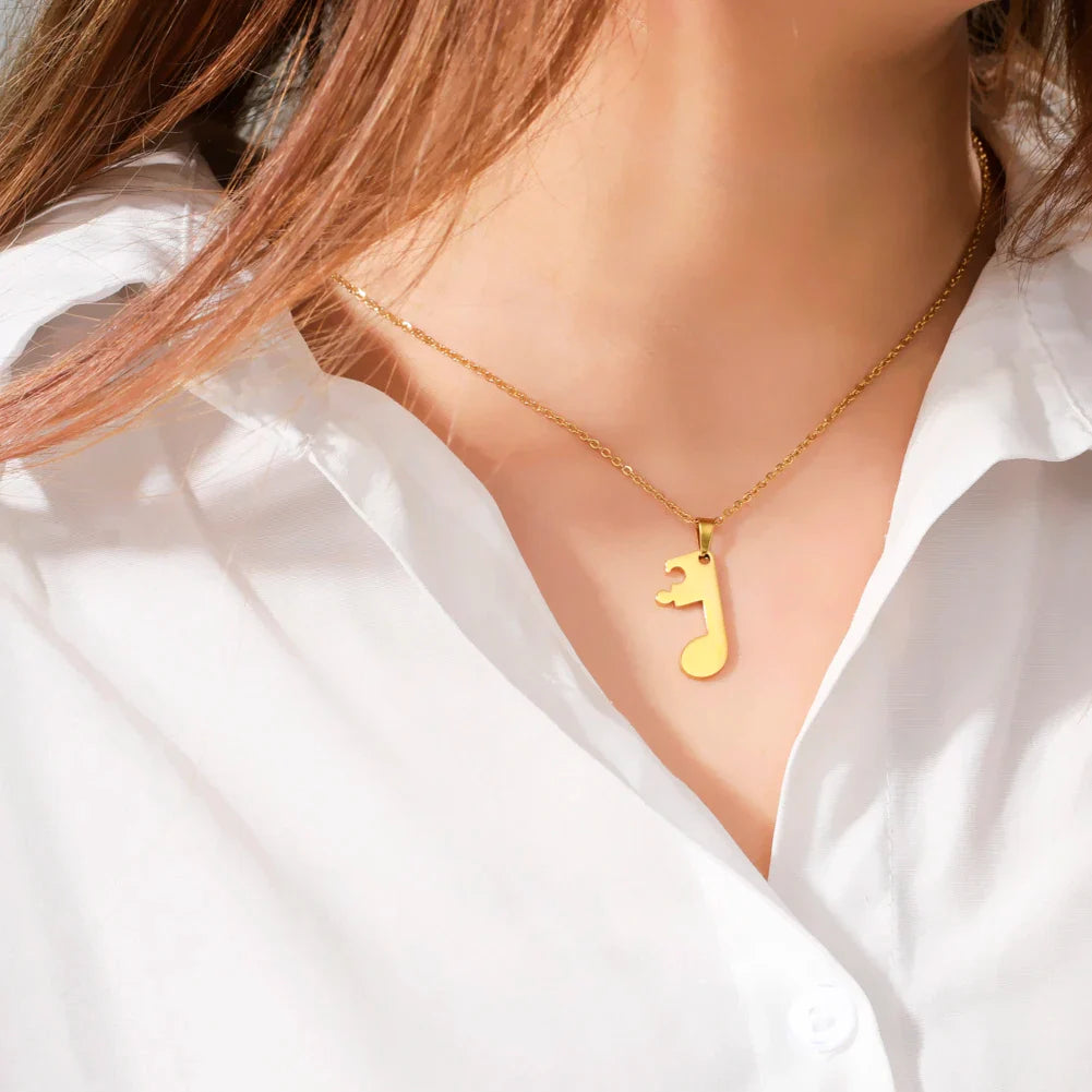 Couples' Necklaces Music Note Pendant Gold