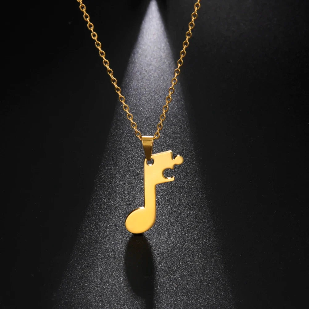 Couples' Necklaces Music Note Pendant Gold