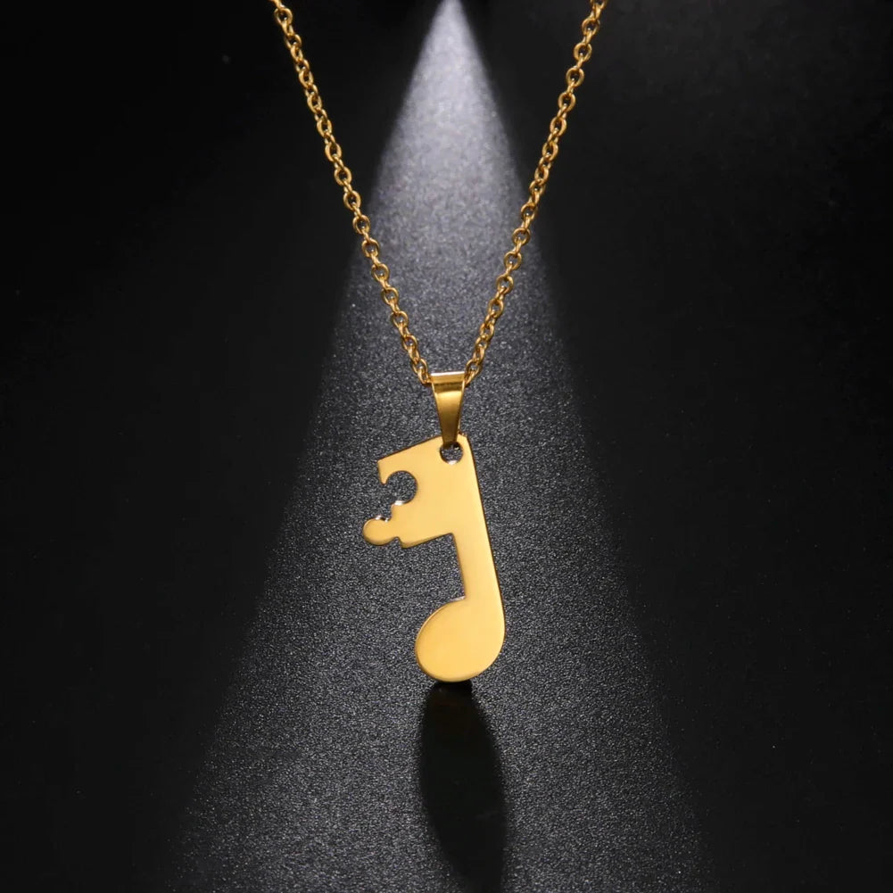 Couples' Necklaces Music Note Pendant Gold