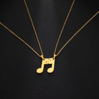 Couples' Necklaces Music Note Pendant Gold