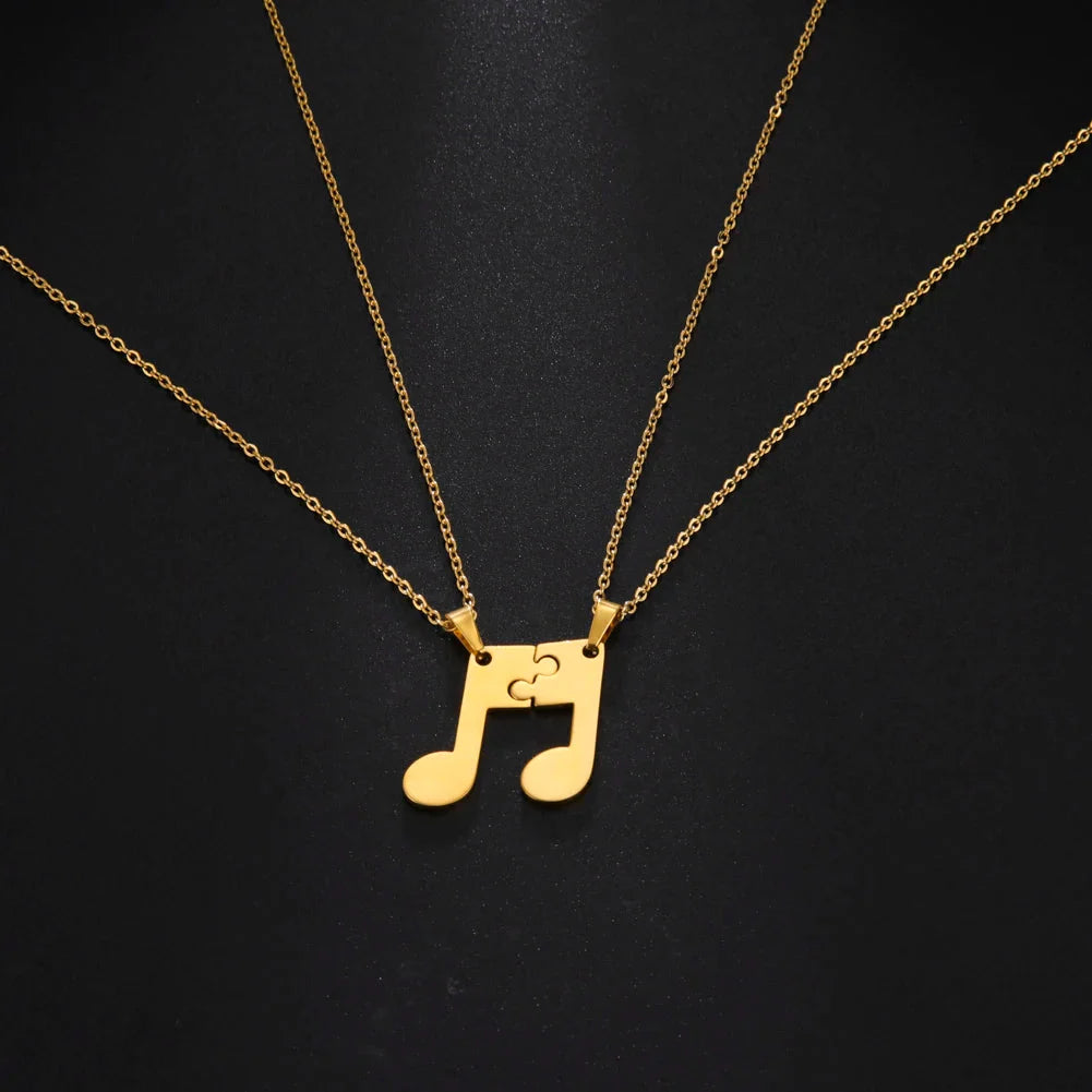 Couples' Necklaces Music Note Pendant Gold