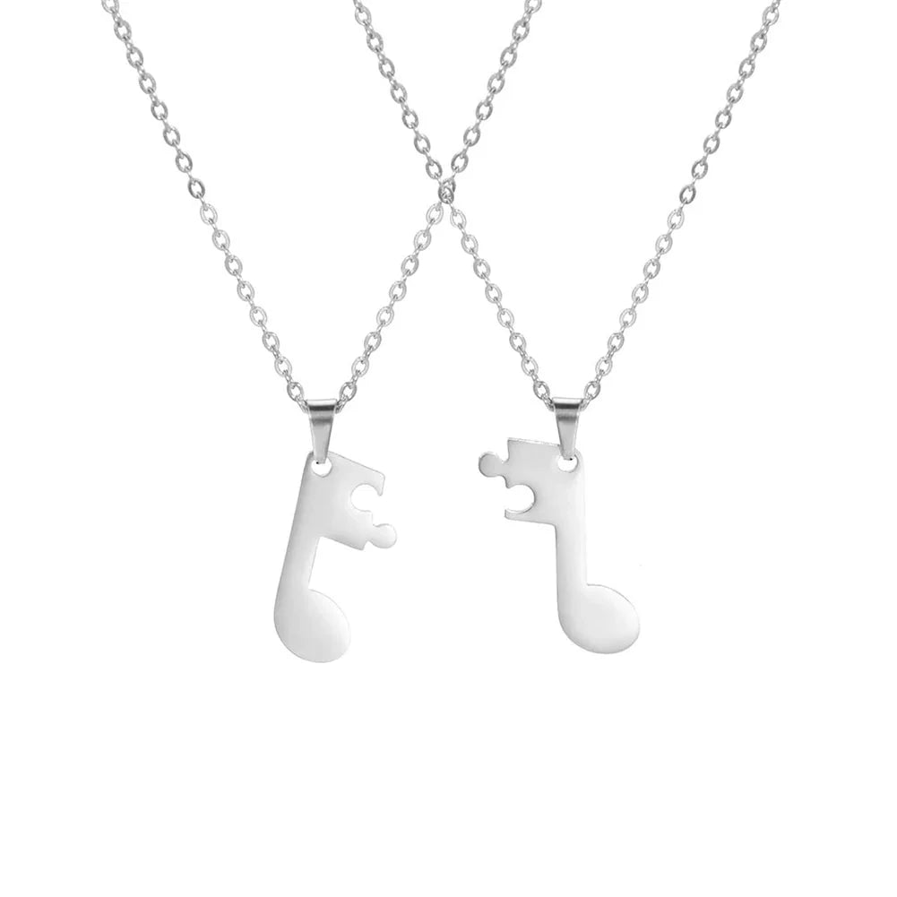 Couples' Necklaces Music Note Pendant Silver