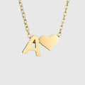 Women's necklace with heart pendant and initial - letter