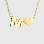 Women's necklace with heart pendant and initial - letter