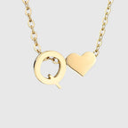 Women's necklace with heart pendant and initial - letter