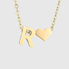 Women's necklace with heart pendant and initial - letter