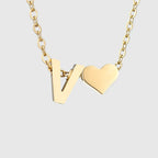 Women's necklace with heart pendant and initial - letter
