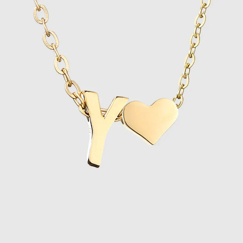 Women's necklace with heart pendant and initial - letter