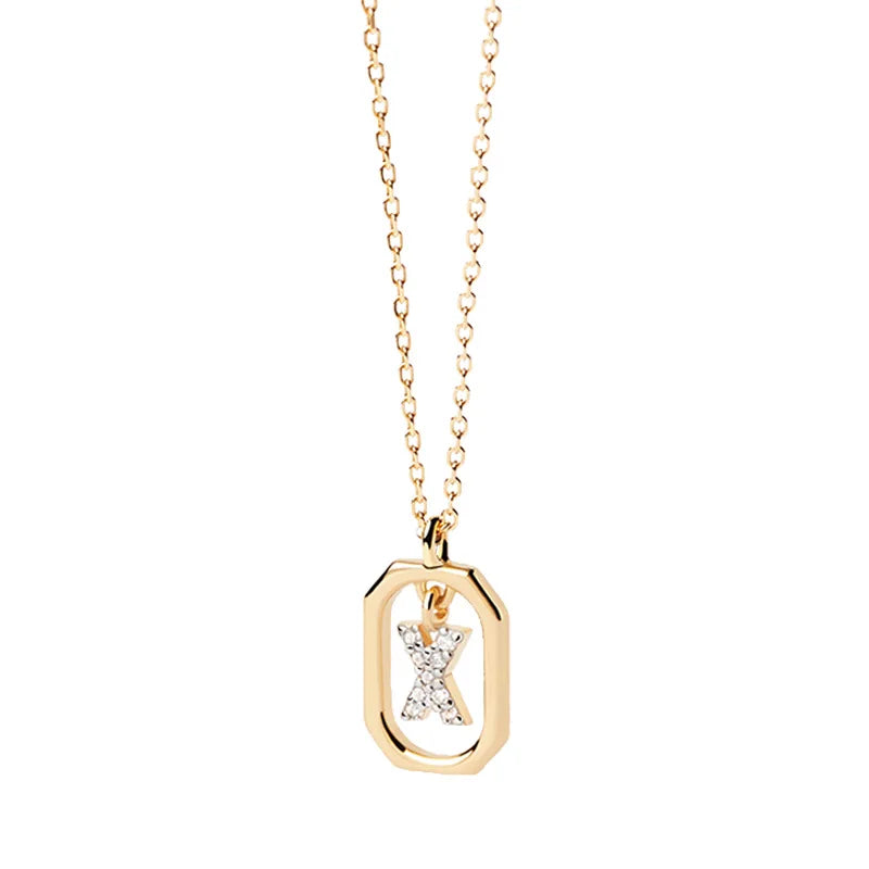 Women's necklace with hexagonal initial pendant x