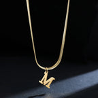 Women's choker necklace with initial pendant m