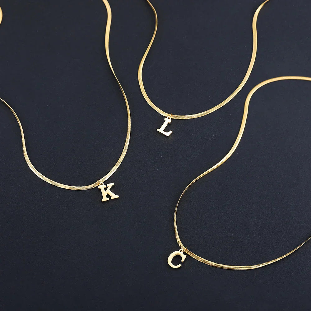 Women's choker necklace with initial pendant