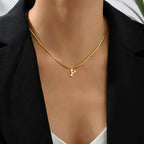 Women's choker necklace with initial pendant