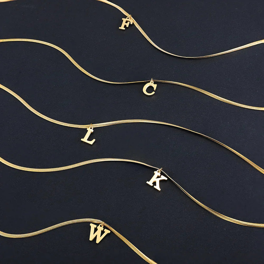 Women's choker necklace with initial pendant