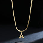 Women's choker necklace with initial pendant a