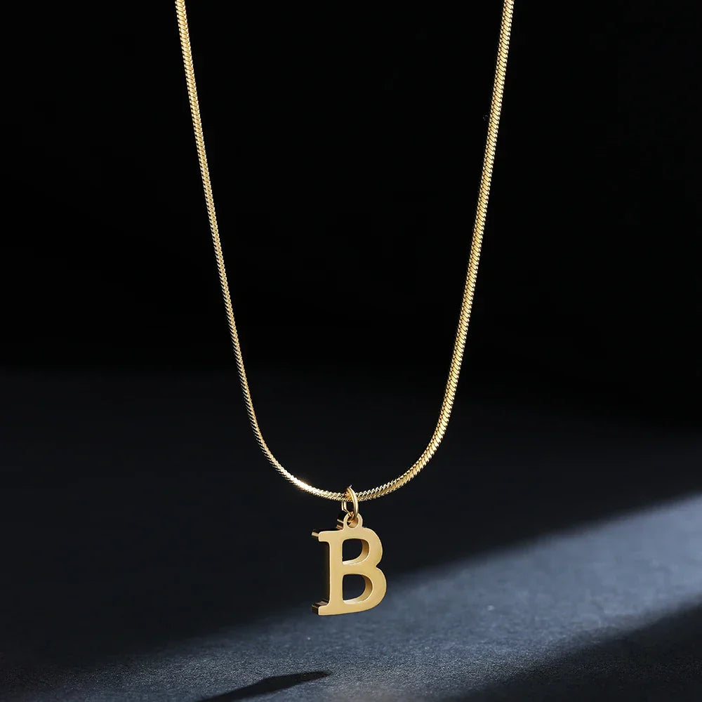 Women's choker necklace with initial pendant b