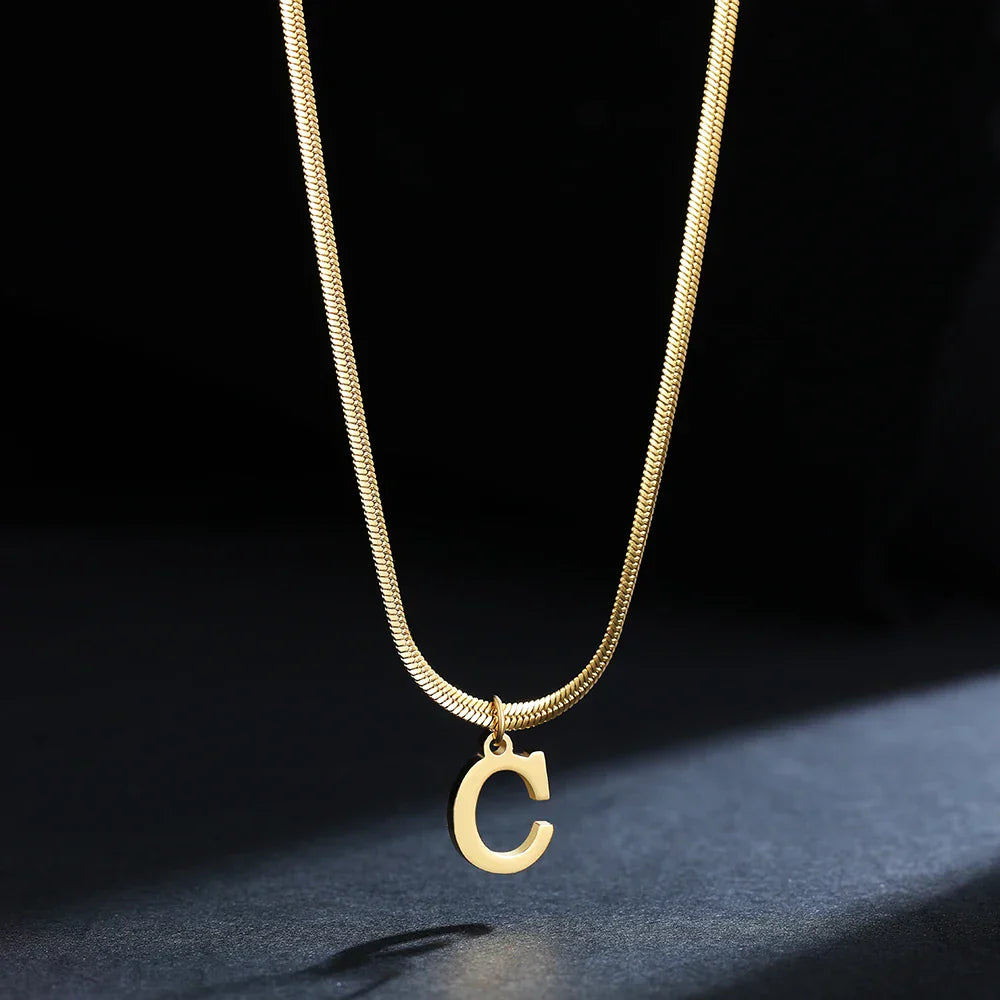 Women's choker necklace with initial pendant c