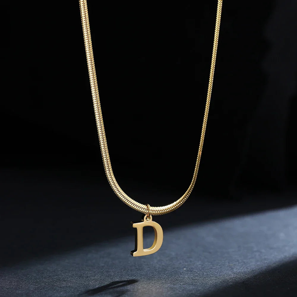 Women's choker necklace with initial pendant d