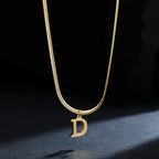 Women's choker necklace with initial pendant d