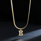 Women's choker necklace with initial pendant e