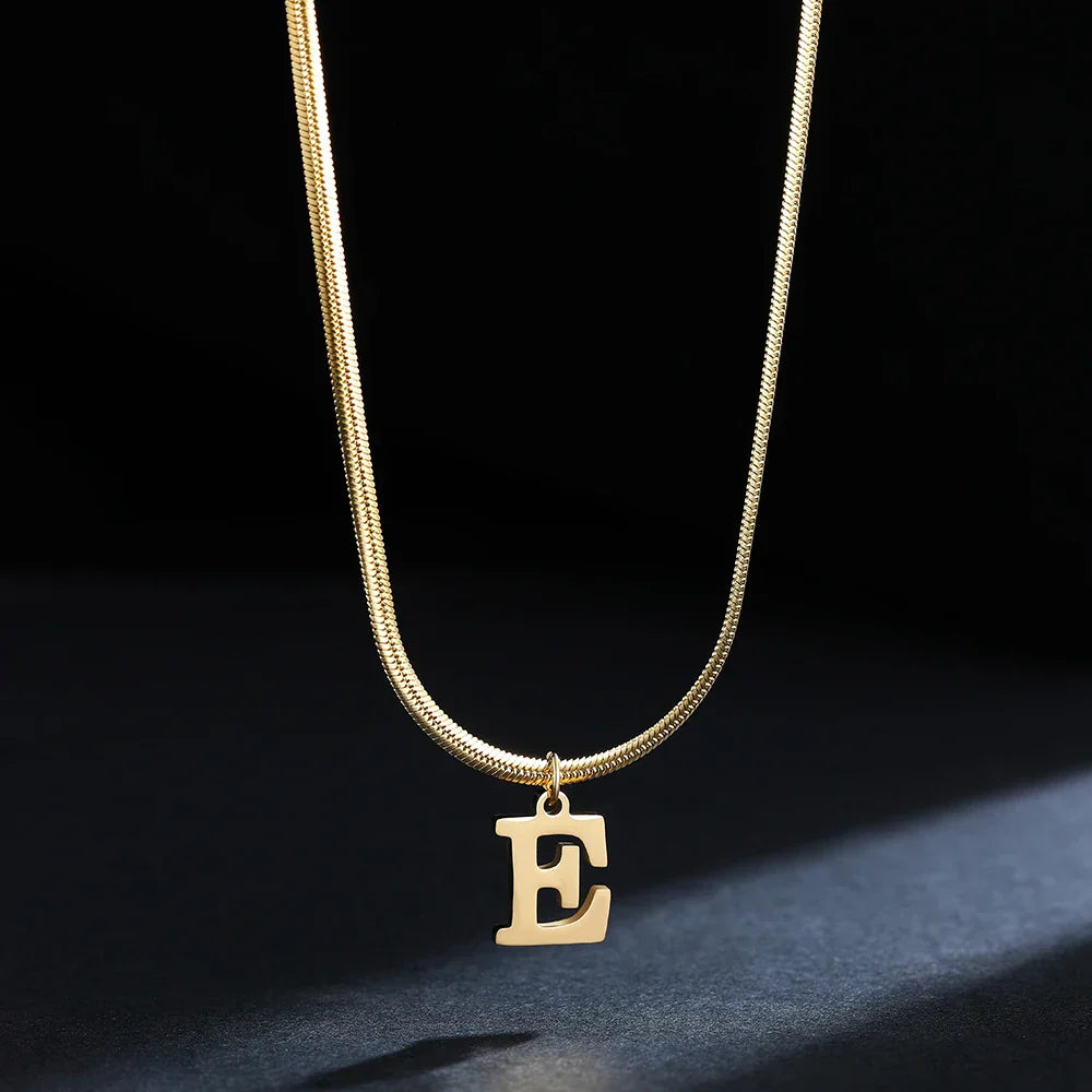 Women's choker necklace with initial pendant e