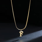 Women's choker necklace with initial pendant f