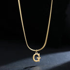 Women's choker necklace with initial pendant g