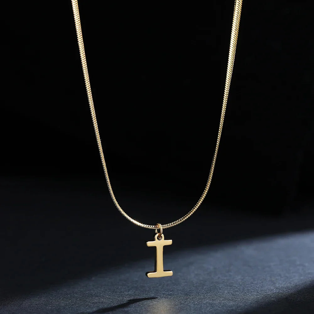 Women's choker necklace with initial pendant i