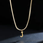 Women's choker necklace with initial pendant j