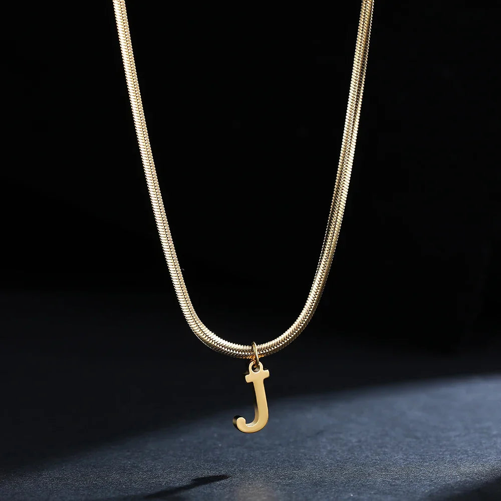 Women's choker necklace with initial pendant j