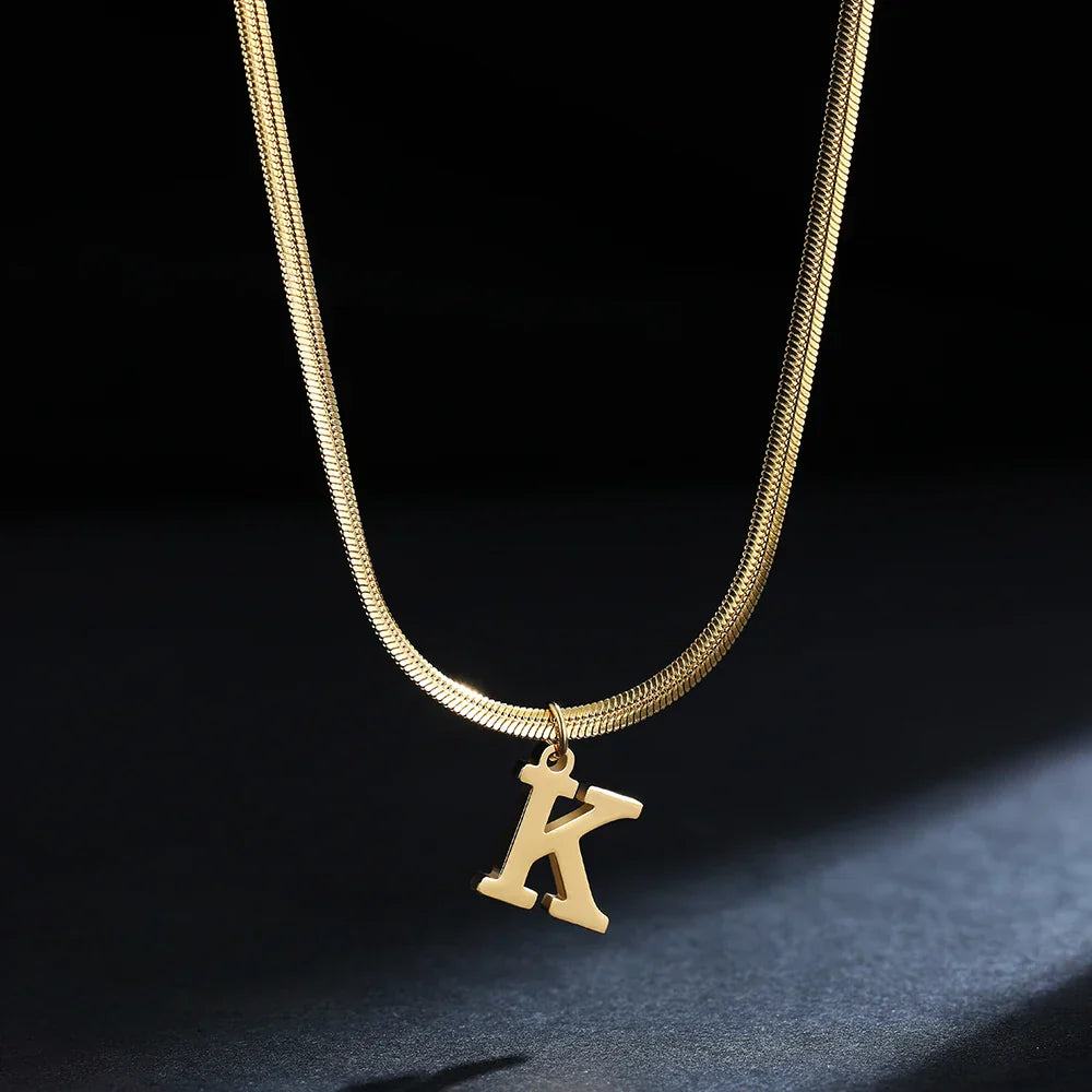 Women's choker necklace with initial pendant k
