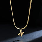 Women's choker necklace with initial pendant n