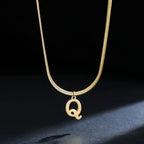 Women's choker necklace with initial pendant q