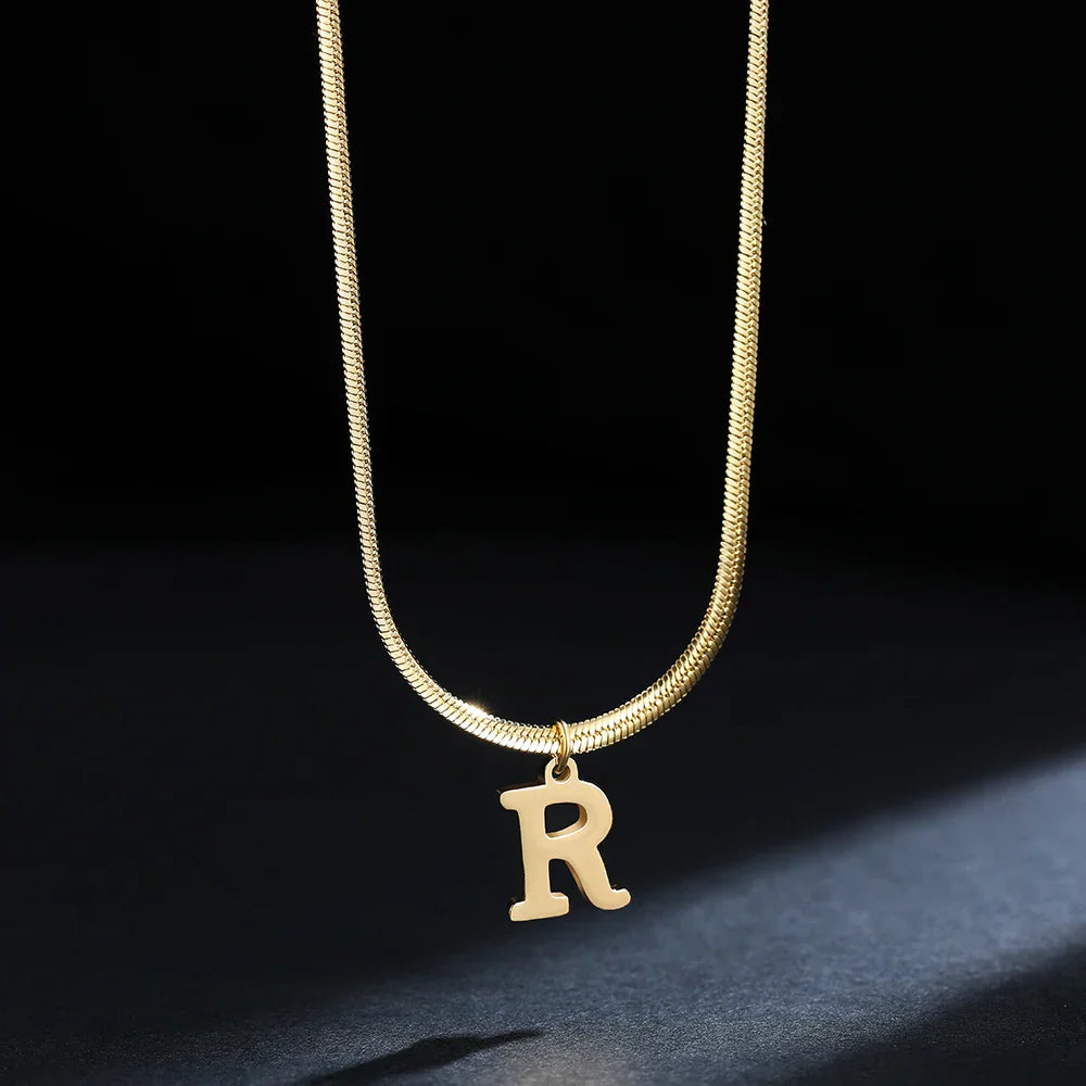 Women's choker necklace with initial pendant r