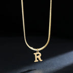 Women's choker necklace with initial pendant r