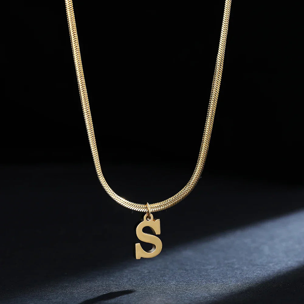 Women's choker necklace with initial pendant s