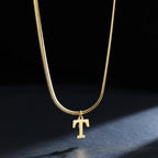 Women's choker necklace with initial pendant t