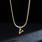 Women's choker necklace with initial pendant v