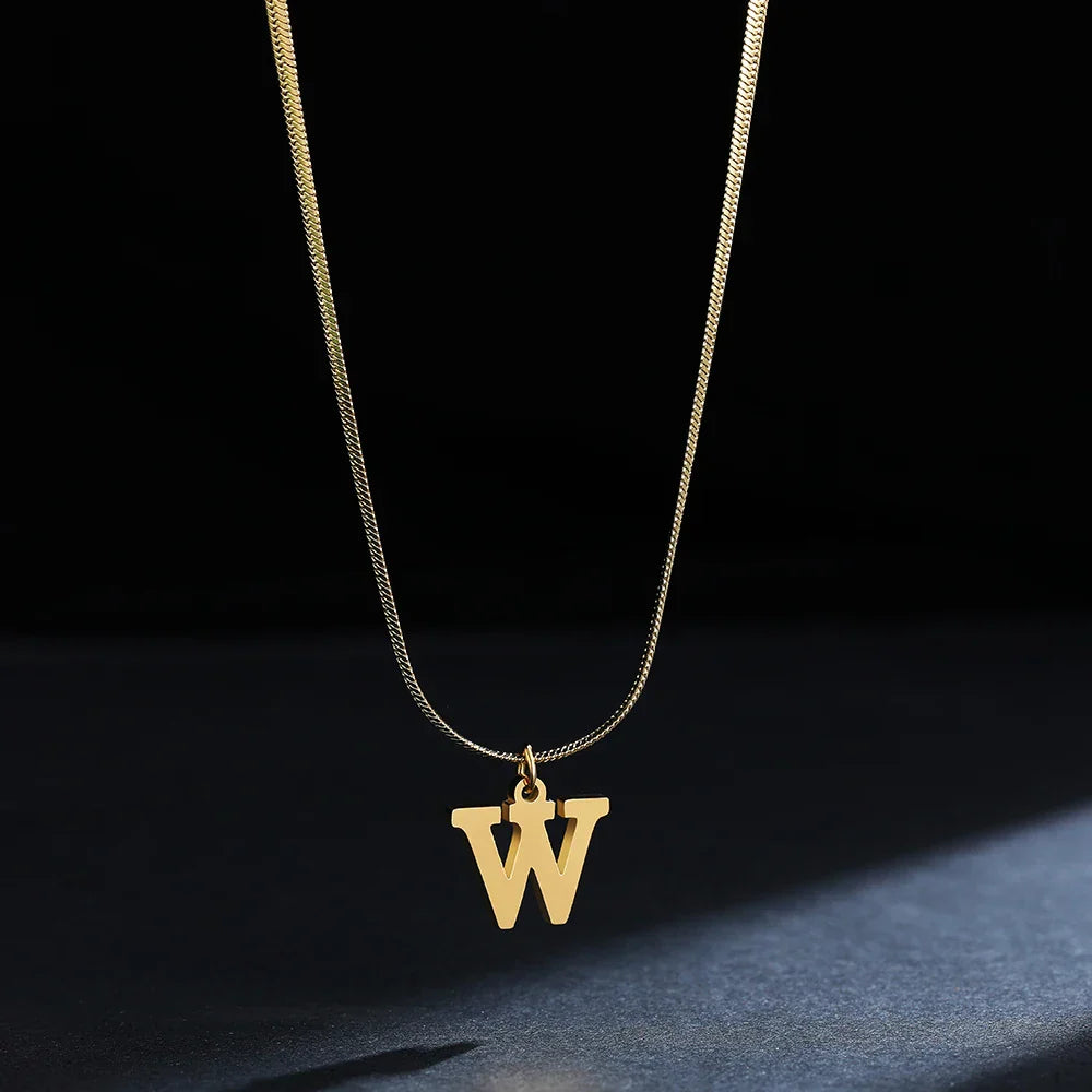 Women's choker necklace with initial pendant w