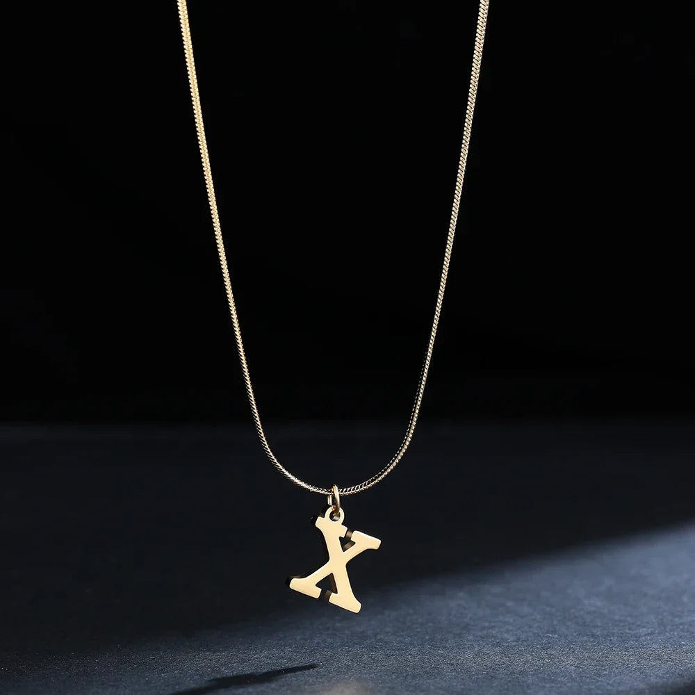 Women's choker necklace with initial pendant x
